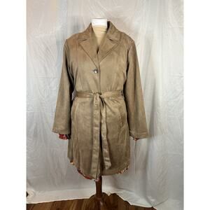 LC Lauren Conrad Suede Jacket Trench Coat Caramel Color Size 2X (Poly/Spandex)